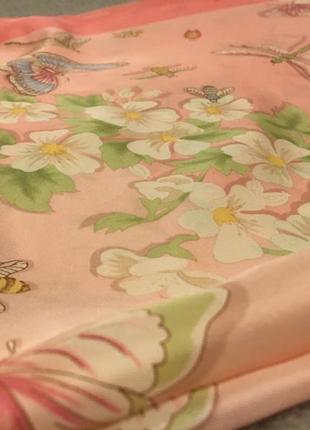 Винтаж нежный шелковый шелк платок talbots цветочный принт бабочки пчелы6 фото