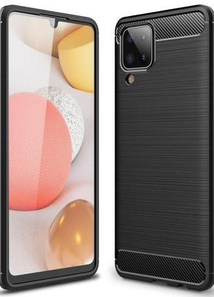 Чехол fiji polished carbon для samsung galaxy m12 (m127) противоударный бампер черный