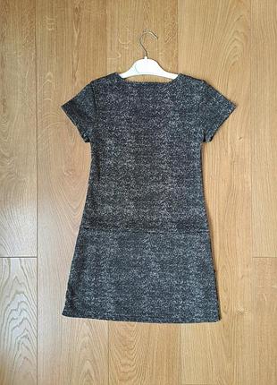 Серое платье для девочки с коротким рукавом 7