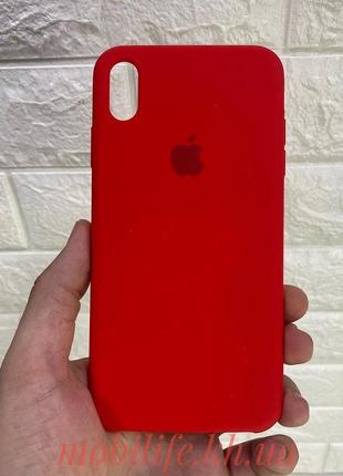 Чехол silicon case iphone xs max red ( силиконовый чехол iphone xs max с микрофиброй )