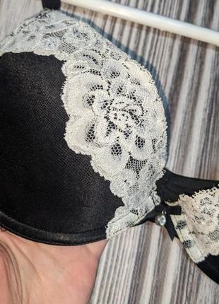 Черный лифчик бюстгальтер с белым кружевом h&m #2145