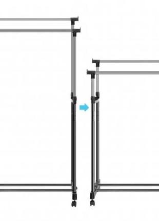 Подвійна вішалка double pole підлогова | стійка для одягу 150/160 см4 фото