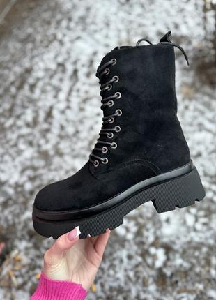 Теплі зима черевики еко шкіра на хутрі ❄ зимние ботинки челси на меху
