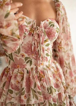 Милое шифоновое платье в цветы2 фото