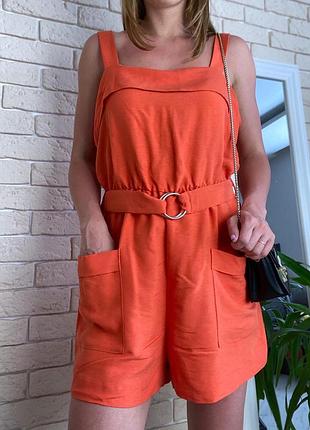Оранжевый морковный комбез легкий вискоза