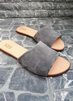 Классические замшевые женские летние шлепанцы в наличии и под отшив 💛💙🏆