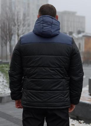 Зимняя куртка "европейка" сине-черная7 фото
