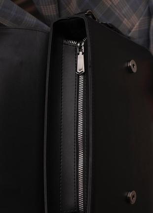 Кросбоді чорного кольору, жіноча стильна сумка на плече, сумка з двома ручками, каркасна сумка жіноча6 фото