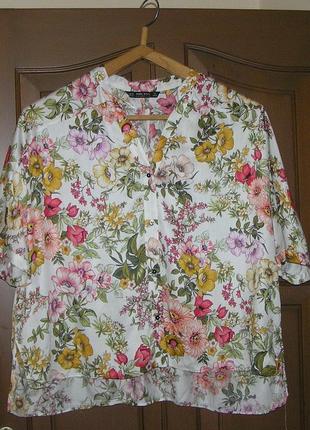 Легкая  блуза- рубашка zara. цветочный принт