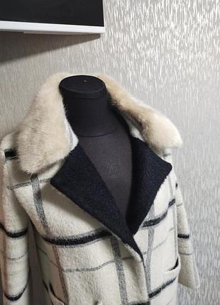 Невероятно теплое пальто / кардиган / альпака с воротничком из искусственной норки6 фото