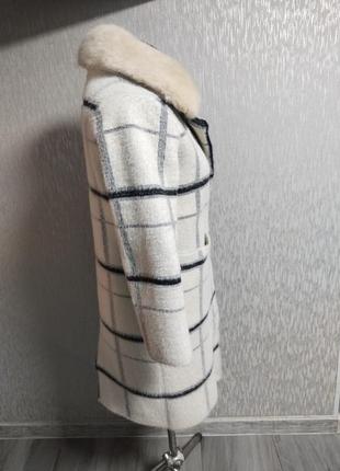 Невероятно теплое пальто / кардиган / альпака с воротничком из искусственной норки4 фото