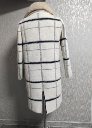 Невероятно теплое пальто / кардиган / альпака с воротничком из искусственной норки5 фото