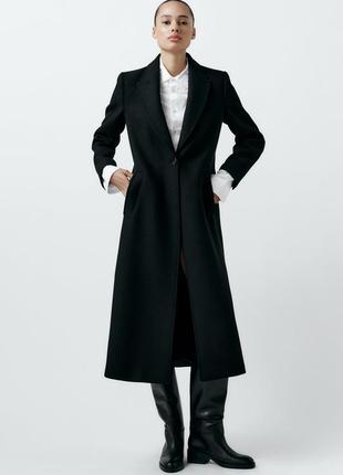 Довге класичне вовняне пальто zara2 фото