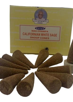 Californian white sage dhoop cone (білий шавлія) (satya) 12 конусів у пакованні