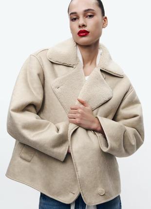 Zara куртка дубленка женская демисезонная
