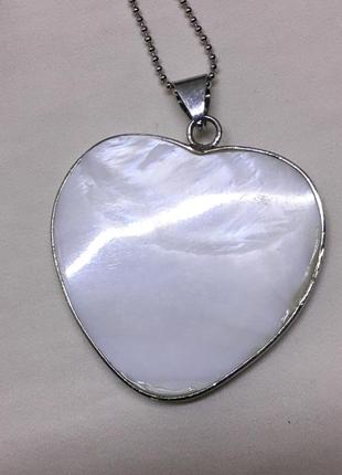 Кулон серце з натурального перламутру3 фото