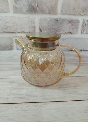 Заварочный стеклянный чайник для плиты 1л