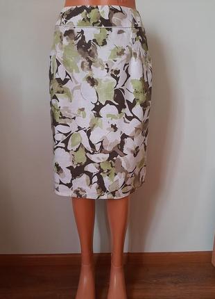 Льняная юбка с цветочным принтом