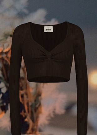 Кроп топ лонг слив трмкотажный malina fashion