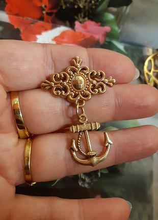 Брошка вінтаж якір