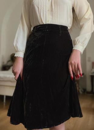 Невероятная бархатная юбочка в темно-коричневом цвете с оливковым подтоном юбка черная длинная