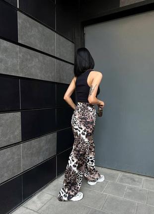 Шелковые леопардовые брюки, лео принт брюки4 фото