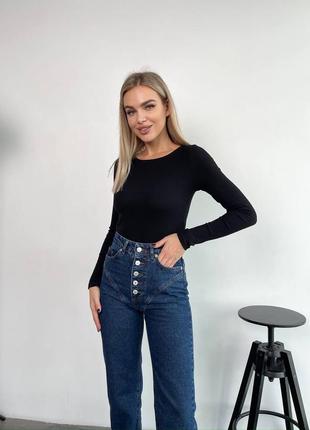 Джинсы кокетка прямые с разрезами