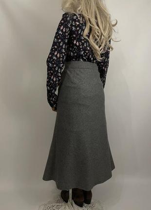 Винтажная красивая изящная теплая шерстяная длинная юбка макси из шерсти интересного фасона5 фото