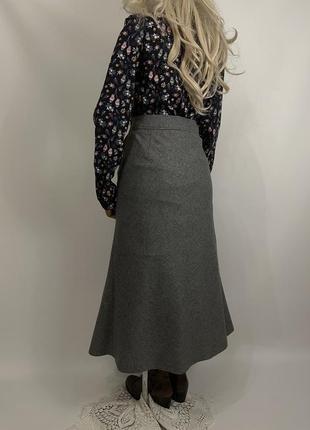 Винтажная красивая изящная теплая шерстяная длинная юбка макси из шерсти интересного фасона3 фото
