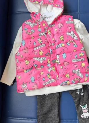 Комплект жылетка кофта штаны (9-12м.)  (yola.baby.shop)