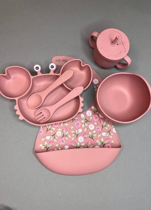 Набір дитячого силіконового посуду (посуд для початку прикорму малюків)2 фото