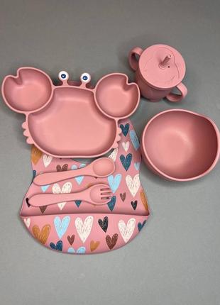 Набір дитячого силіконового посуду (посуд для початку прикорму малюків)