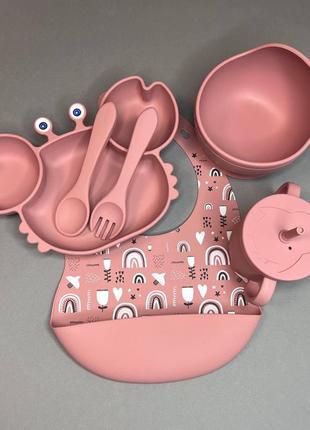 Набір дитячого силіконового посуду (посуд для початку прикорму малюків)3 фото