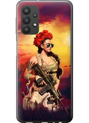 Чехол на samsung galaxy a32 a325f украинка с оружием из силикона fch_0008927