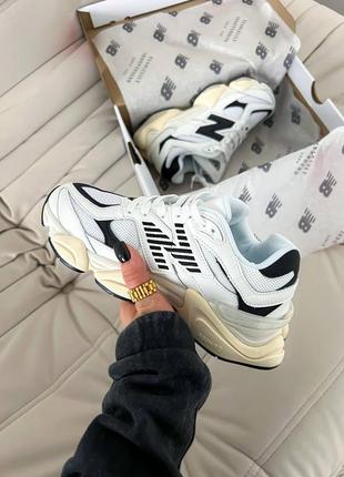 Nb 9060 white/black ню беленсы белые кожаные черные молочные массивные весенние