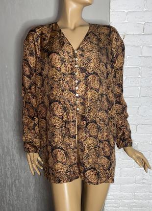 Винтажная шелковая блуза блузка шелк большого размера батал, xxxl 56-58р
