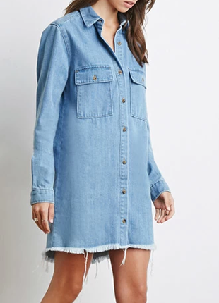 Платье-рубашка джинсовое forever 21 размер м