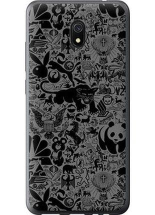 Чехол на xiaomi redmi 8a чёрно-серый стикер бомбинг из пластика fch_0005968