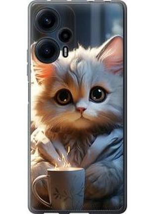 Чехол на xiaomi poco f5 white cat из силикона fch_051665