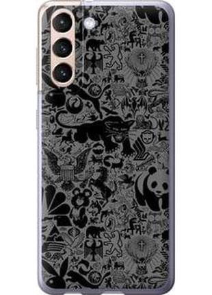 Чехол на samsung galaxy s21 чёрно-серый стикер бомбинг из пластика fch_0005974