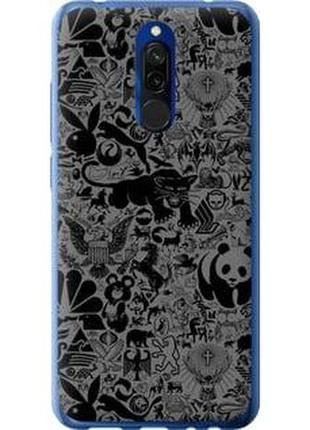 Чехол на xiaomi redmi 8 чёрно-серый стикер бомбинг из пластика fch_0006071