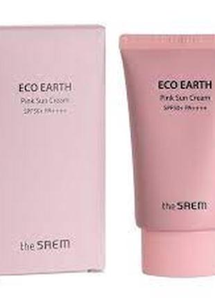 The saem eco earth pink sun cream ex spf50+ pa++++ легкий сонцезахисний крем, 50г2 фото