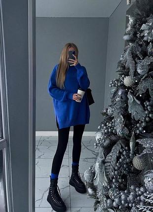 Хитовый удлиненный женский свитер с горлом из ангоры