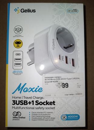 Зарядное устройство gelius moxie gp-hc050 2usb (qc3.0) + type-c (pd20w)