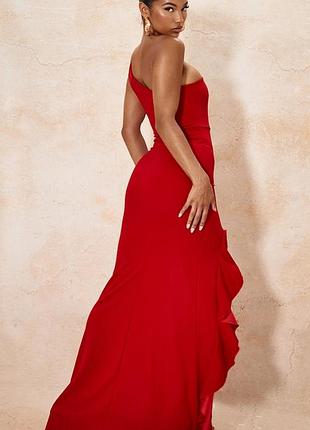 Платье макси на одно плечо с оборкой