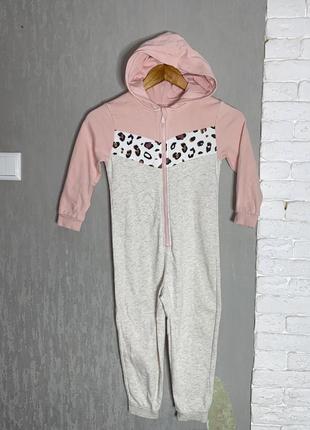 Утепленное кигуруми с капюшоном тепла цельная пижама на байке слип на девочку 5-6р george