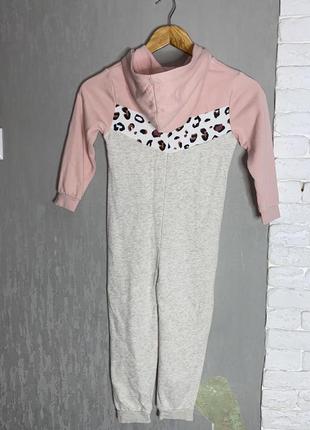 Утепленное кигуруми с капюшоном тепла цельная пижама на байке слип на девочку 5-6р george2 фото