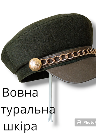 Женская кепи капитанка. фуражка. картуз. кепка с кожаным козырьком