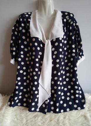 Нарядная выскользящая блуза в горох, р. 22/5xl