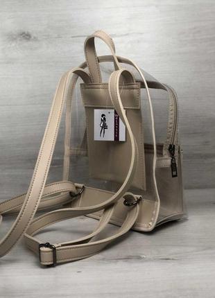 Рюкзак «бонні» прозорий силікон із бежевим2 фото